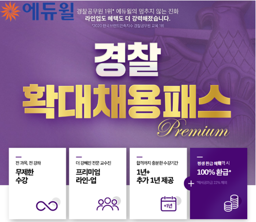 [에듀윌-보도자료] 200714_에듀윌, 경찰공무원 100% 환급 혜택 담은 ‘확대채용패스 프리미엄’ 선보여.png