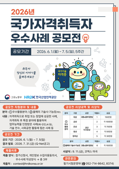 국가자격 취득자 우수사례 공모전 개최...“자격증으로 인생 바꾼 이야기 찾는다”